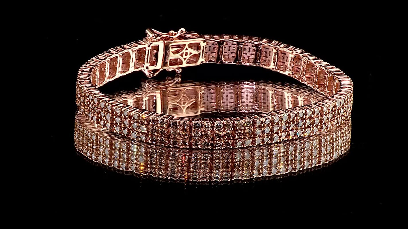 Natural Champagne Diamond 9.00 ctw Cluster Bracelet in Vermeil Rose Gold Over Sterling Silver (7.25 In)