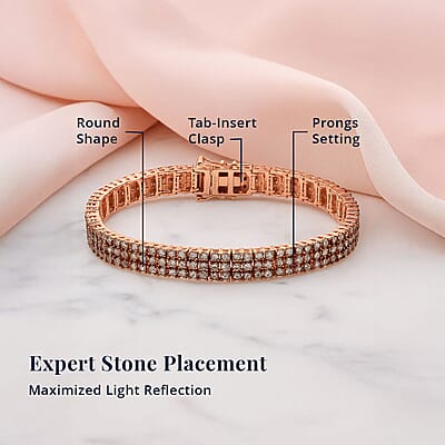 D'Joy Natural Champagne Diamond 9.00 ctw Cluster Bracelet in Vermeil Rose Gold Over Sterling Silver (7.25 In)
