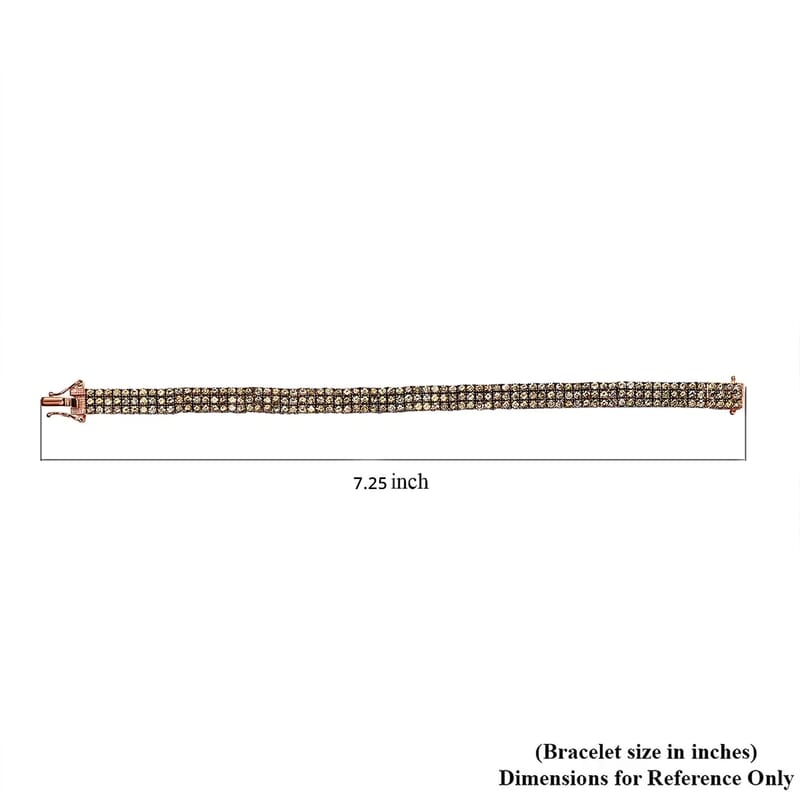 D'Joy Natural Champagne Diamond 9.00 ctw Cluster Bracelet in Vermeil Rose Gold Over Sterling Silver (7.25 In)