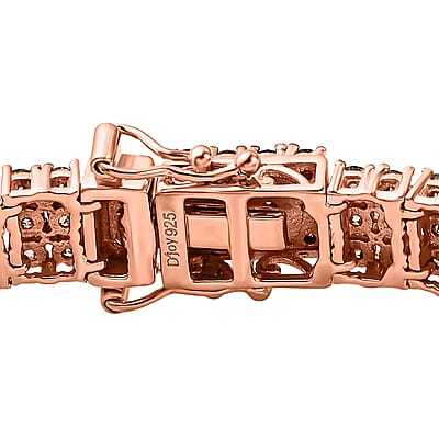 D'Joy Natural Champagne Diamond 9.00 ctw Cluster Bracelet in Vermeil Rose Gold Over Sterling Silver (7.25 In)