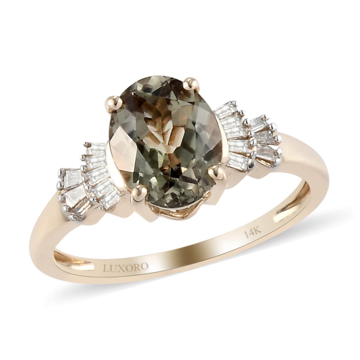 Luxoro 14K Yellow Gold Premium Turkizite and G-H I3 Diamond Ring (Size 7.0) 2.20 ctw image number 0