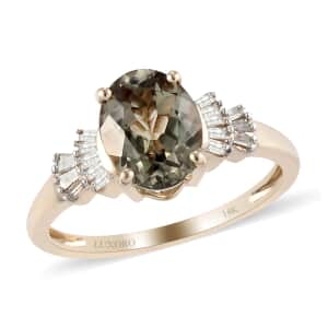 Luxoro 14K Yellow Gold Premium Turkizite and G-H I3 Diamond Ring (Size 7.0) 2.20 ctw