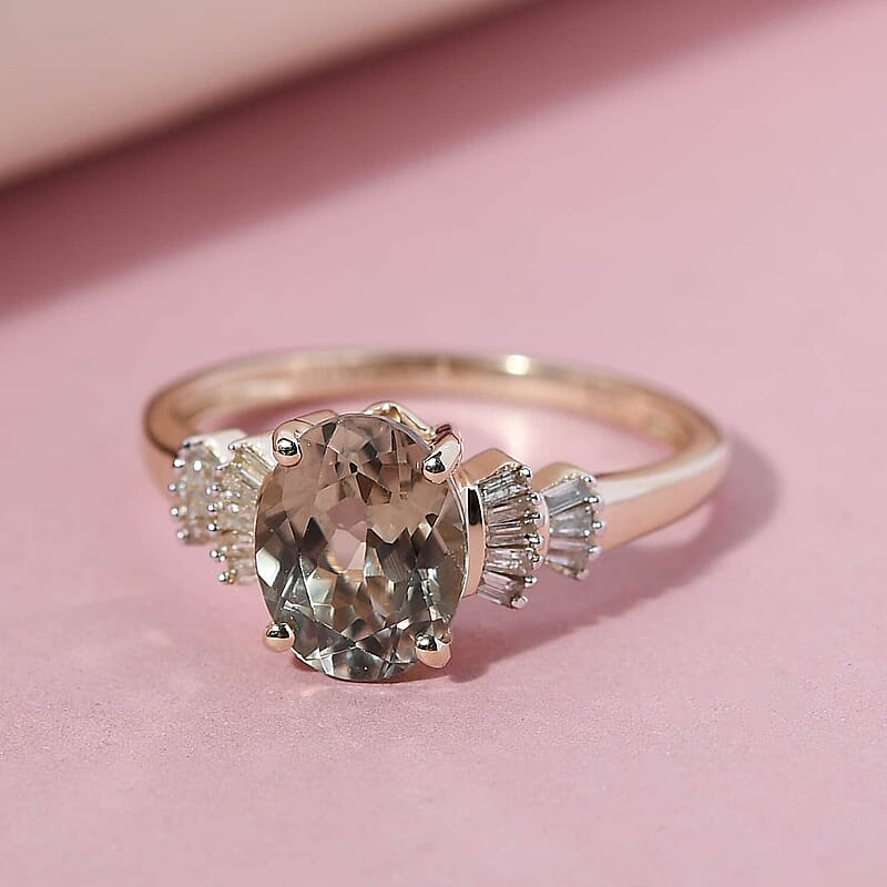 Luxoro 14K Yellow Gold Premium Turkizite and G-H I3 Diamond Ring (Size 7.0) 2.20 ctw