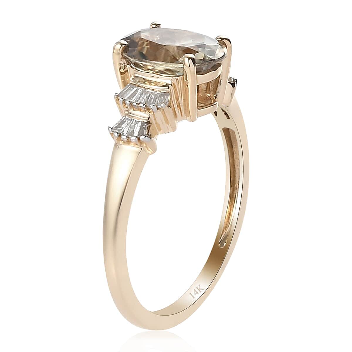 Luxoro 14K Yellow Gold Premium Turkizite and G-H I3 Diamond Ring (Size 7.0) 2.20 ctw