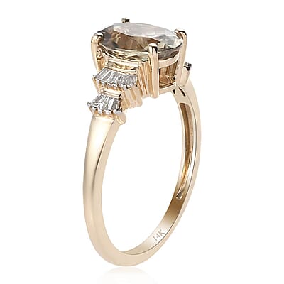 Luxoro 14K Yellow Gold Premium Turkizite and G-H I3 Diamond Ring (Size 7.0) 2.20 ctw