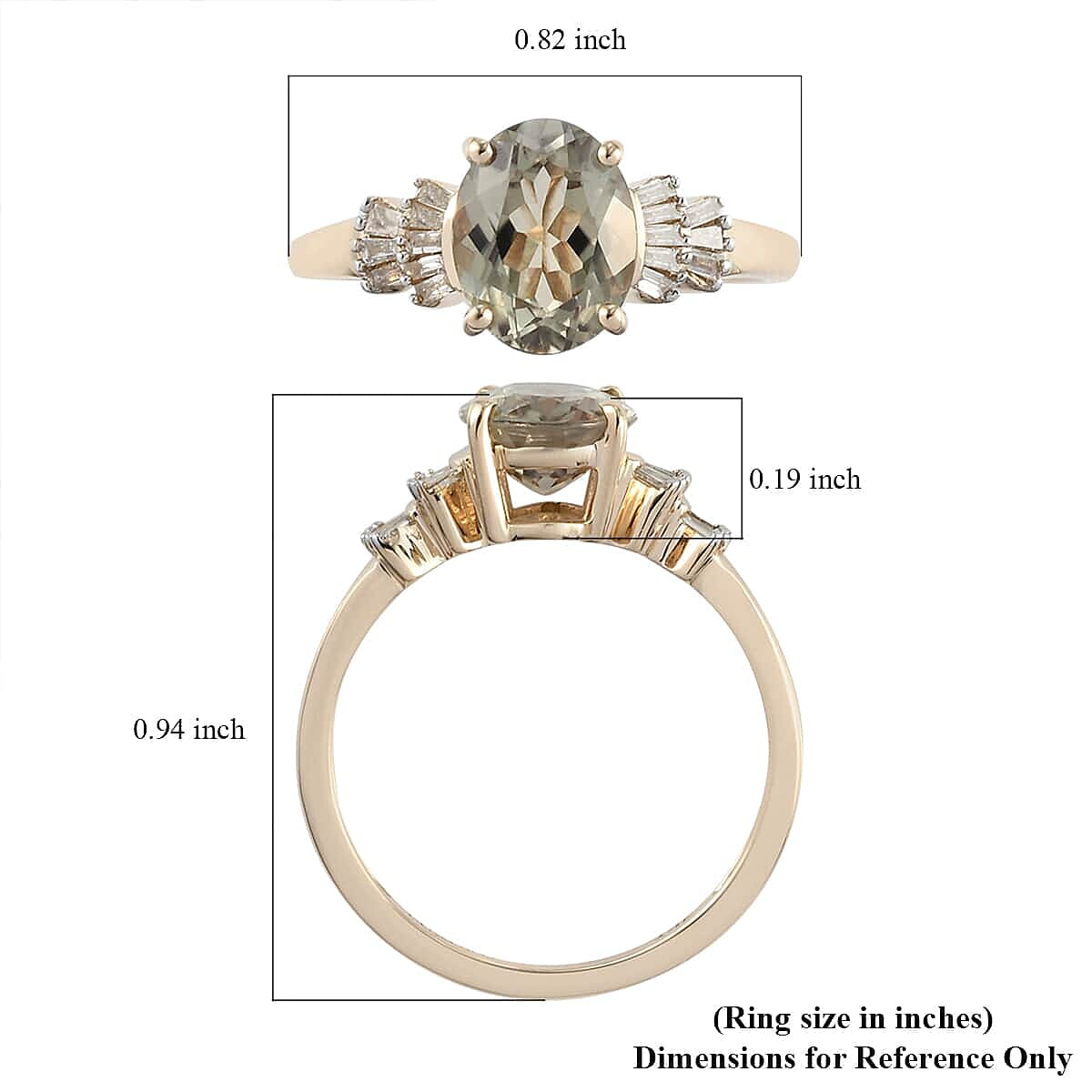 Luxoro 14K Yellow Gold Premium Turkizite and G-H I3 Diamond Ring (Size 7.0) 2.20 ctw