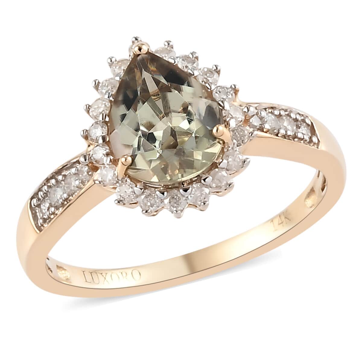 Luxoro 14K Yellow Gold Premium Turkizite and G-H I3 Diamond Ring (Size 8.0) 2.05 ctw image number 0