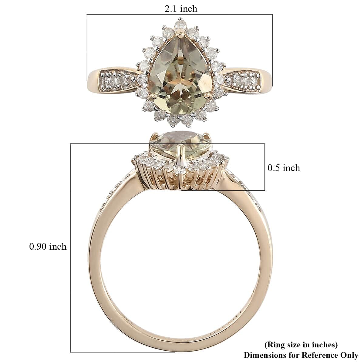 Luxoro 14K Yellow Gold Premium Turkizite and G-H I3 Diamond Ring (Size 8.0) 2.05 ctw