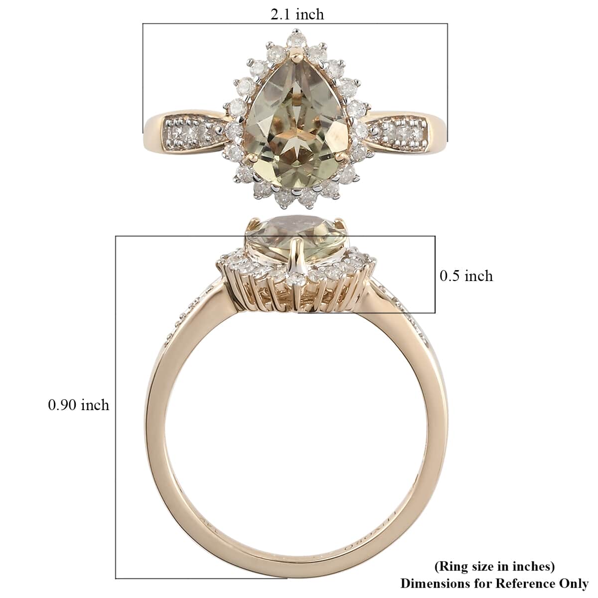 Luxoro 14K Yellow Gold Premium Turkizite and G-H I3 Diamond Ring (Size 8.0) 2.05 ctw image number 5