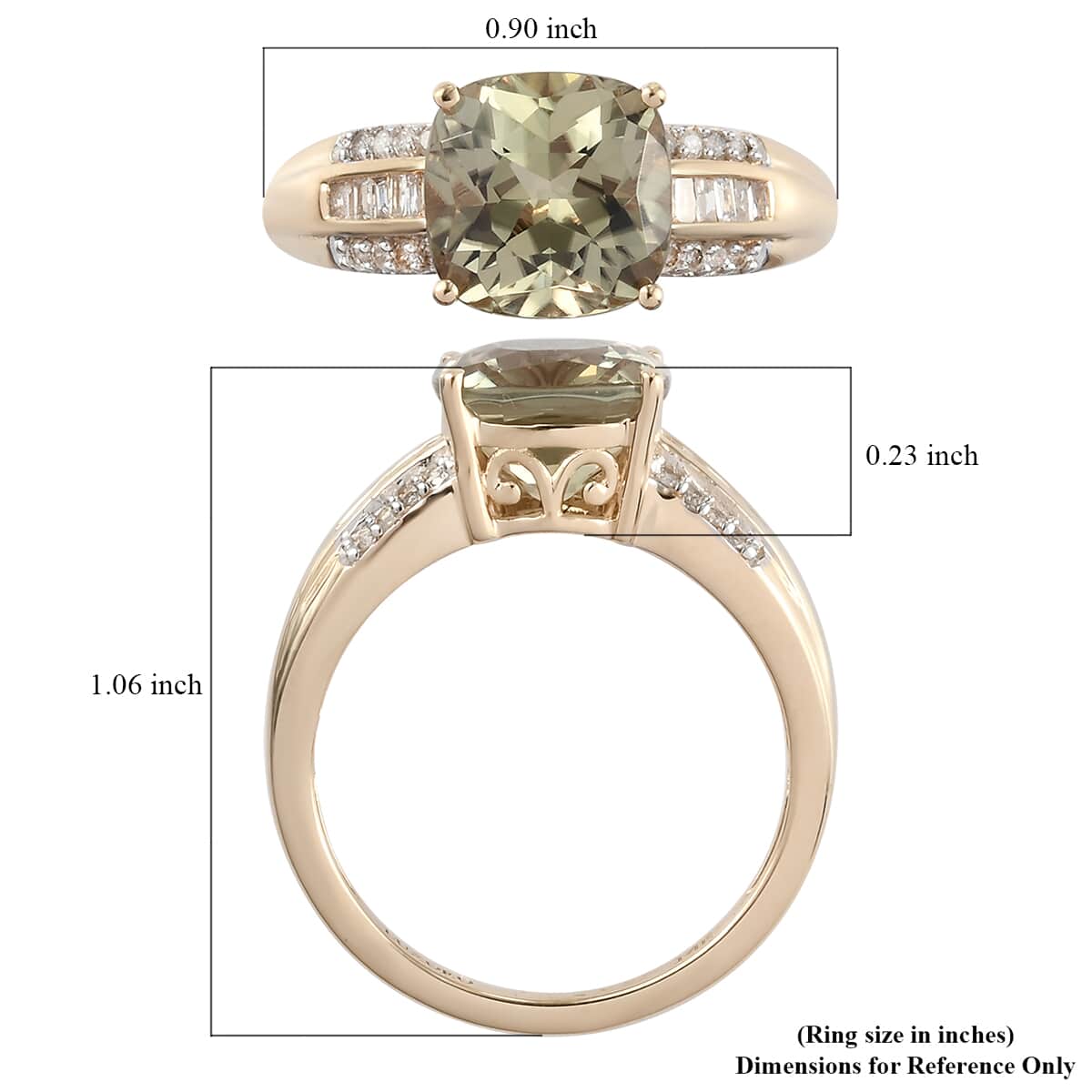 LUXORO 14K Yellow Gold Premium Turkizite and Diamond Ring (Size 8.0) 3.90 Grams 3.80 ctw image number 5