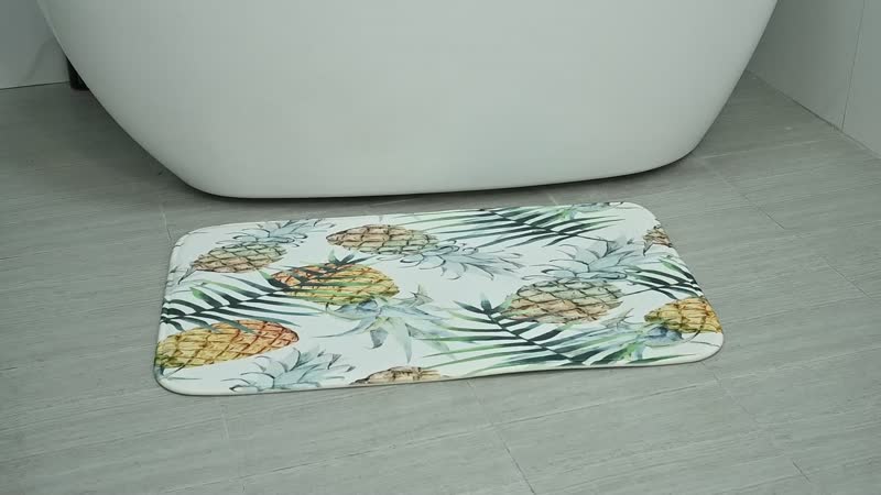 Set of 4 Green Red Flower Pattern Bathroom 100% Polyester Shower Curtain (70"x70''), Floor Mat (29"x17.5''), Toilet Cover (13.5"x14.5''), Toilet Mat (17.5"x14.5'')