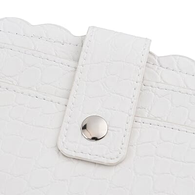 White Faux Leather Cardholder Bangle Key Ring with Tassels