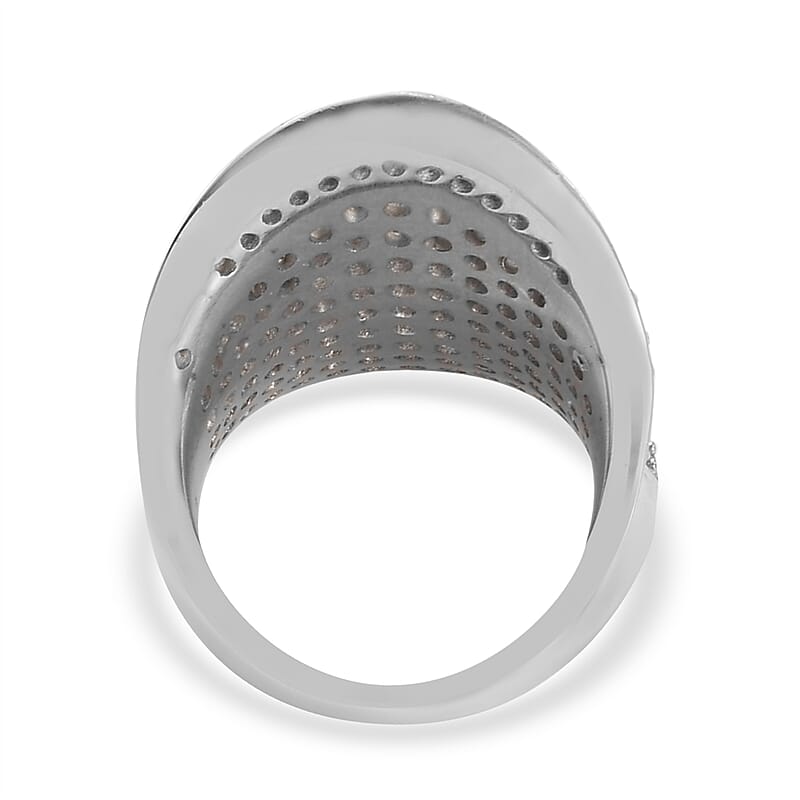 Orissa Rhodolite Garnet and Natural White Zircon Cluster Ring in Platinum Over Sterling Silver (Size 5.0) 3.50 ctw