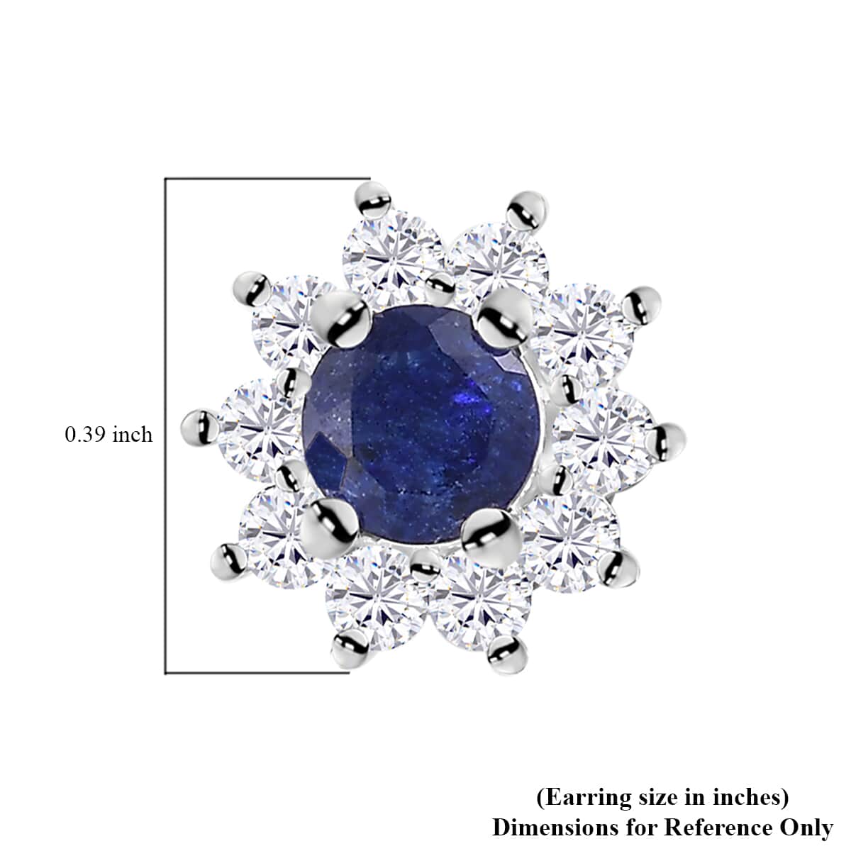 Masoala Sapphire (FF) and White Zircon Earrings in Sterling Silver 0.80 ctw image number 4
