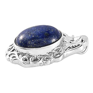Lapis Lazuli 12.50 ctw Solitaire Pendant without Chain in Platinum Over Copper with Magnet