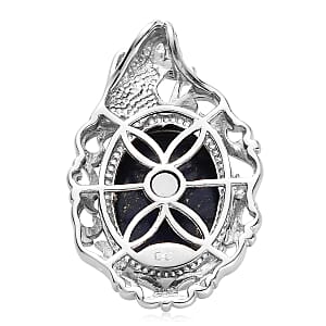 Lapis Lazuli 12.50 ctw Solitaire Pendant without Chain in Platinum Over Copper with Magnet