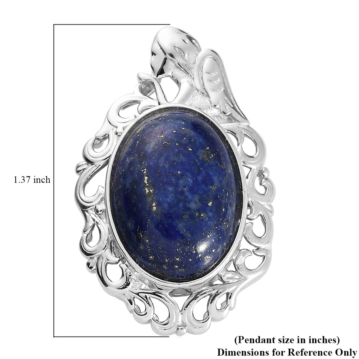 Lapis Lazuli Solitaire Pendant in Platinum Over Copper with Magnet 12.50 ctw image number 4