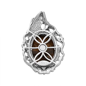 Tiger's Eye 13.90 ctw Fancy Pendant without Chain in Platinum Over Copper with Magnet