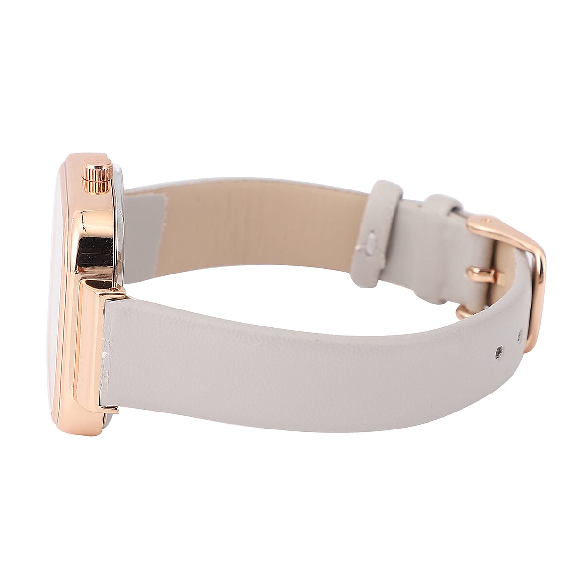 STRADA Japanese Movement Watch with Black Faux Leather Strap and Stainless Steel Back image number 4