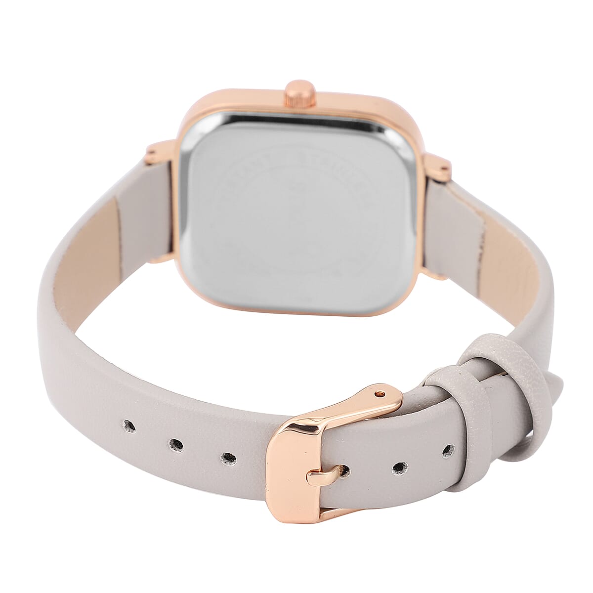 STRADA Japanese Movement Watch with Black Faux Leather Strap and Stainless Steel Back image number 5