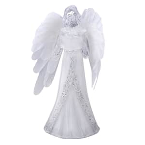 White Fiber Optic Color Changing LED Angel, Tabletop Figurine For Home Deco (2AAA Batteries Not included)