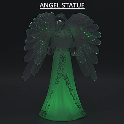 White Fiber Optic Color Changing LED Angel, Tabletop Figurine For Home Deco (2AAA Batteries Not included)