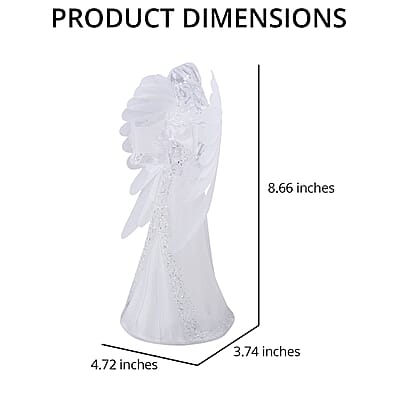 White Fiber Optic Color Changing LED Angel, Tabletop Figurine For Home Deco (2AAA Batteries Not included)