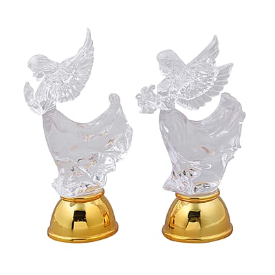 Set of 2 Flat Angel Gesture of Prayer and Holding The Harp with Multi Color Changing Light