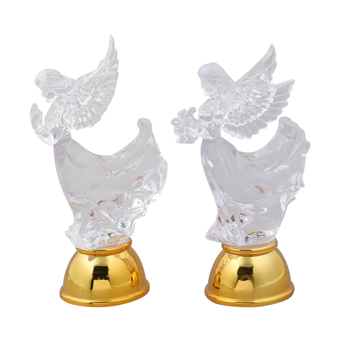 Set of 2 Flat Angel Gesture of Prayer and Holding The Harp with Multi Color Changing Light image number 5