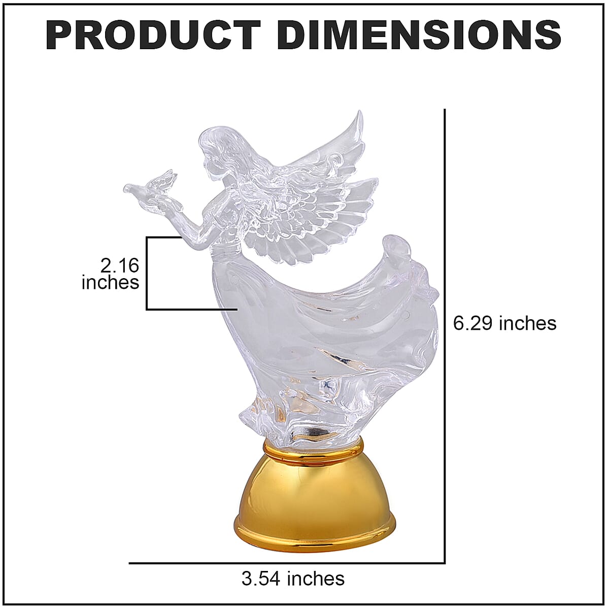 Set of 2 Flat Angel Holding Dove and Blowing Trumpet with Multi Color Changing Light image number 3