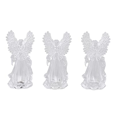 Set of 3 Angel Gesture of Prayer and Blowing Trumpet and Reading The Bible with Multi Color Changing Light