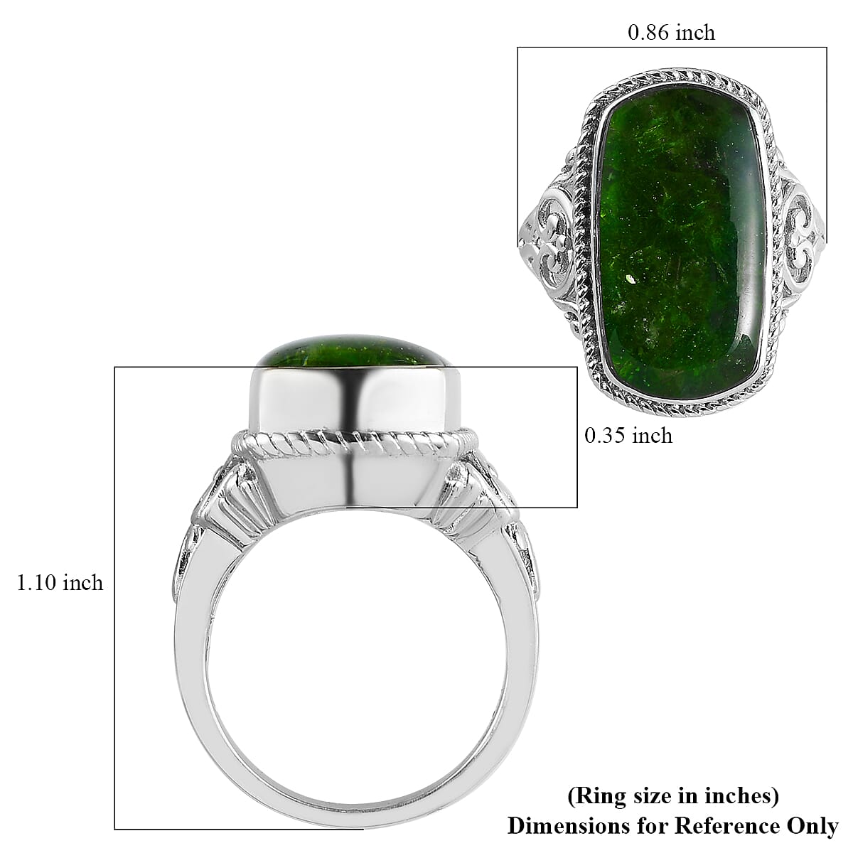 Natural Chrome Diopside Solitaire Ring in Platinum Over Copper with Magnet 8.00 ctw image number 4