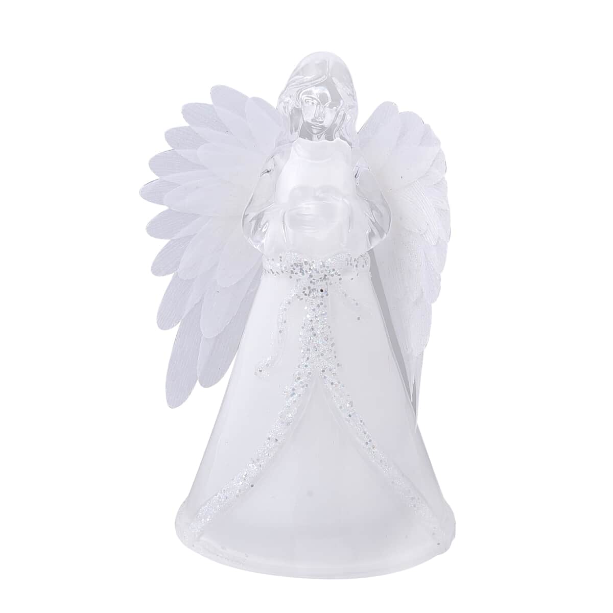 White Fiber Optic Color Changing LED Angel - Hand with Heart, Tabletop Figurine For Home Decor (2AAA Batteries Not included) image number 0