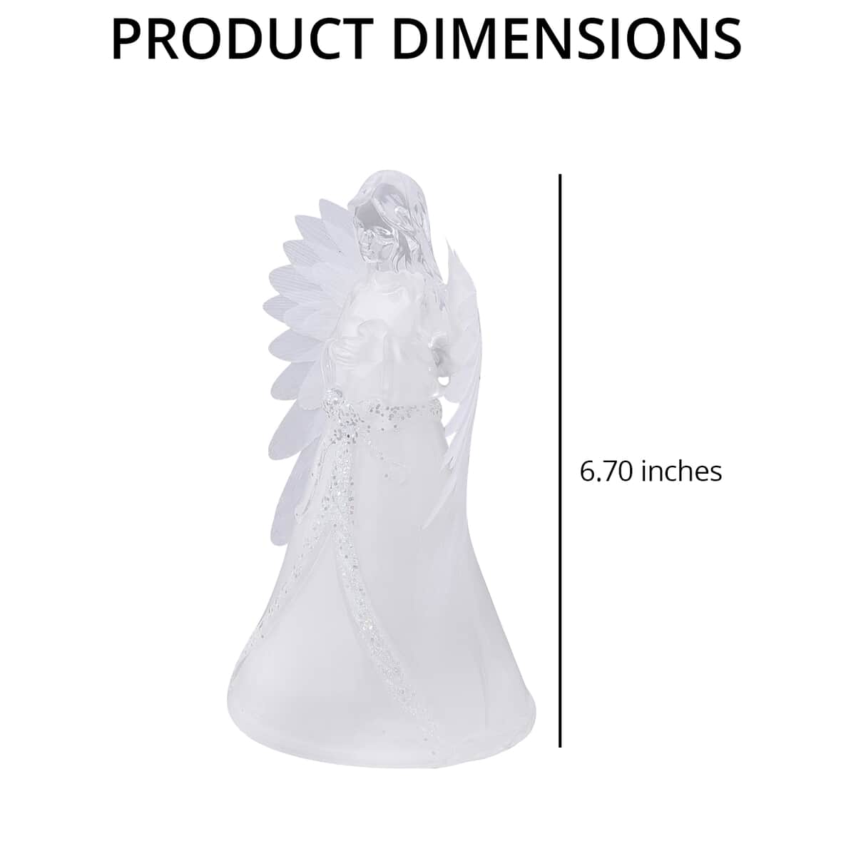 White Fiber Optic Color Changing LED Angel - Hand with Heart, Tabletop Figurine For Home Decor (2AAA Batteries Not included) image number 3