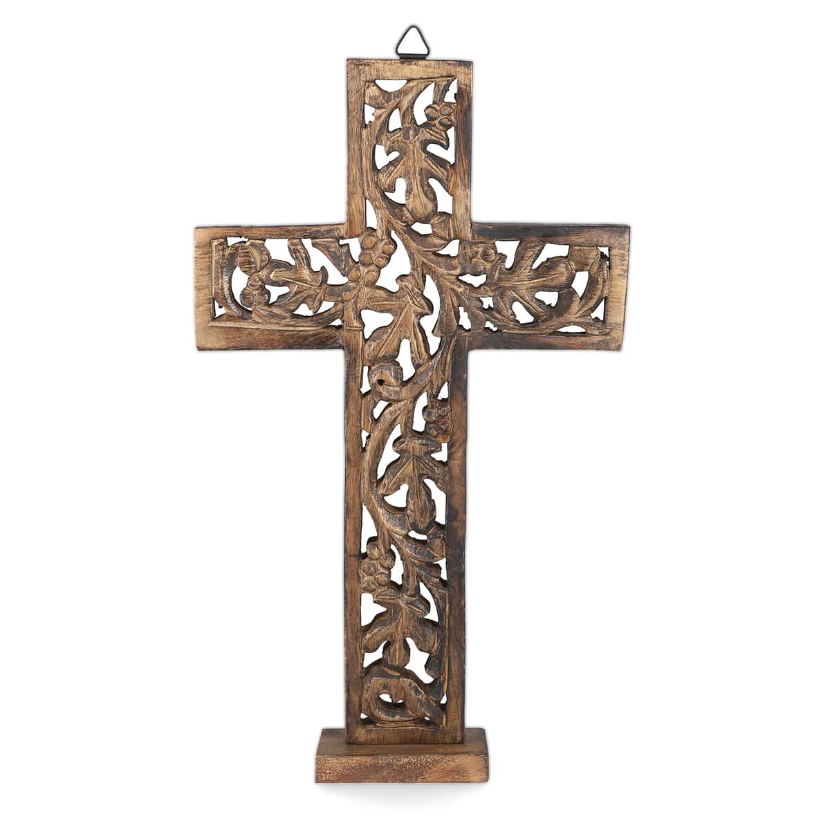 Nakkashi Brown Color Wooden Handcrafted Decorative Cross image number 0