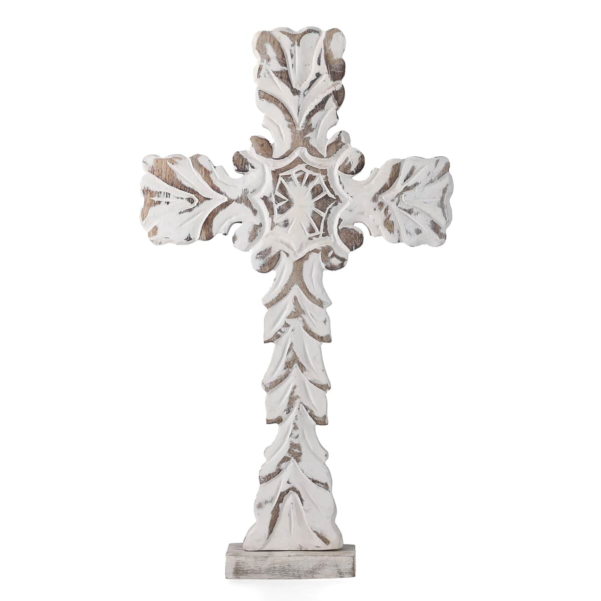 Nakkashi White Color Wooden Handcrafted Decorative Cross image number 0