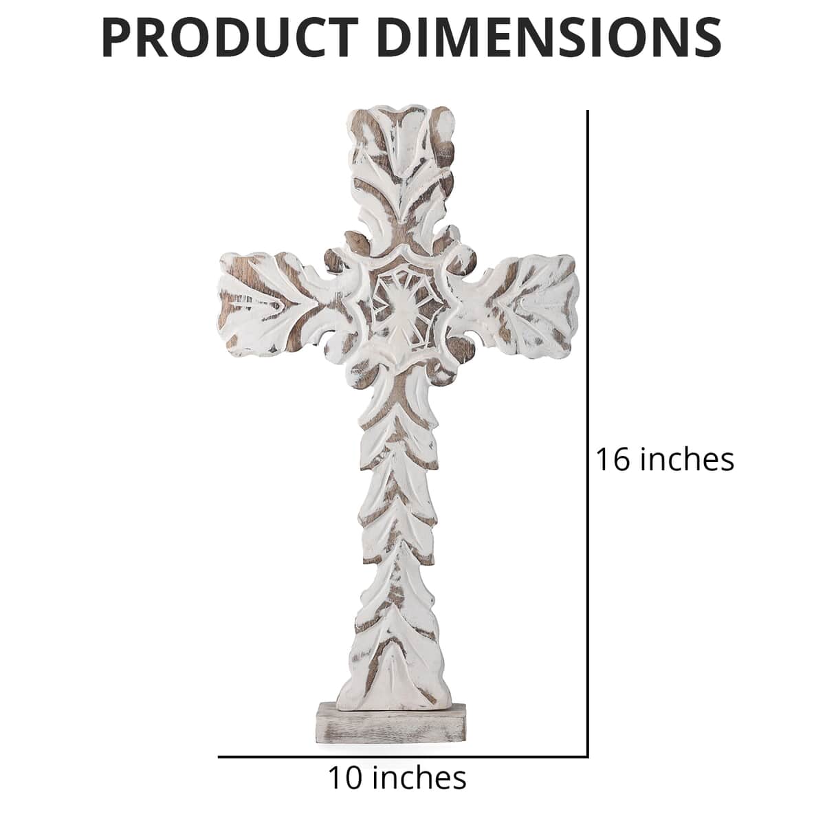 Nakkashi White Color Wooden Handcrafted Decorative Cross image number 3