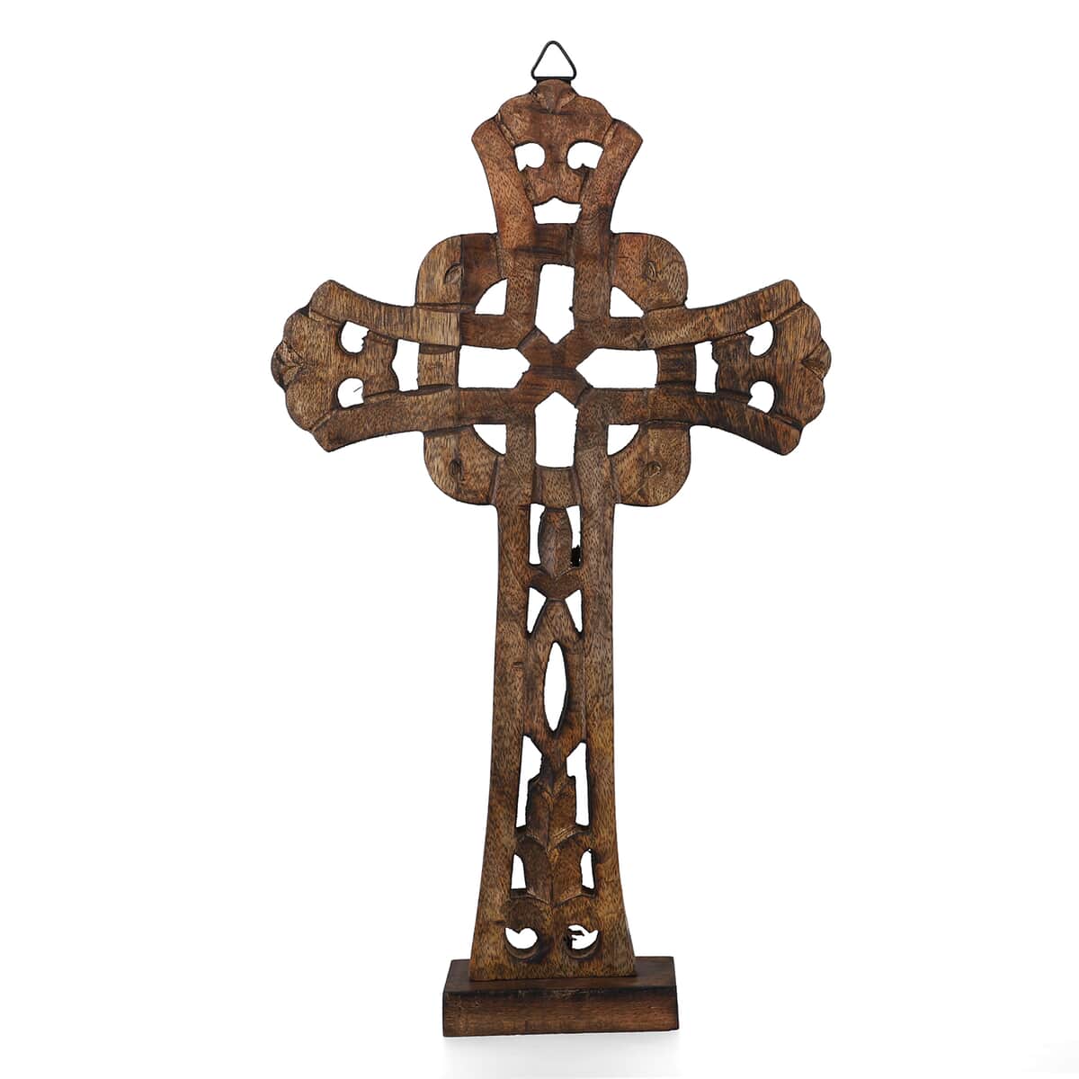 Nakkashi Natural Brown Color Wooden Handcrafted Decorative Cross image number 0