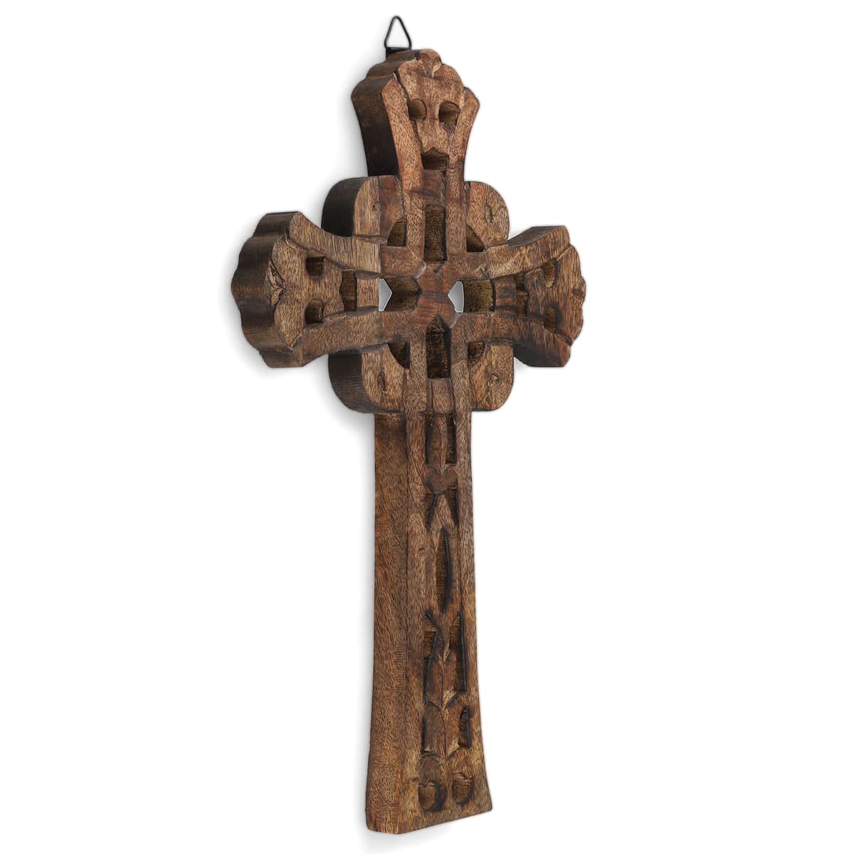 Nakkashi Natural Brown Color Wooden Handcrafted Decorative Cross image number 4