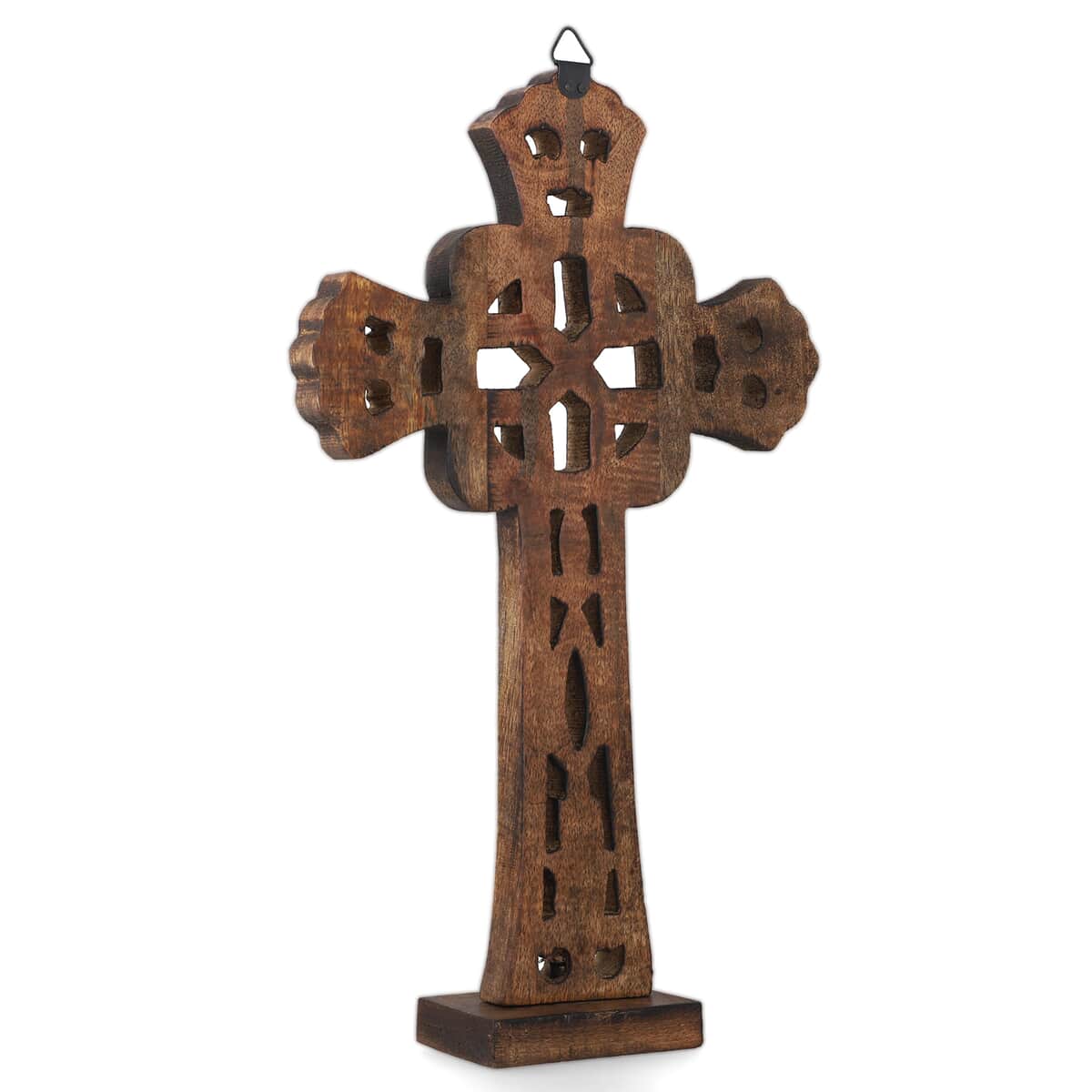 Nakkashi Natural Brown Color Wooden Handcrafted Decorative Cross image number 6