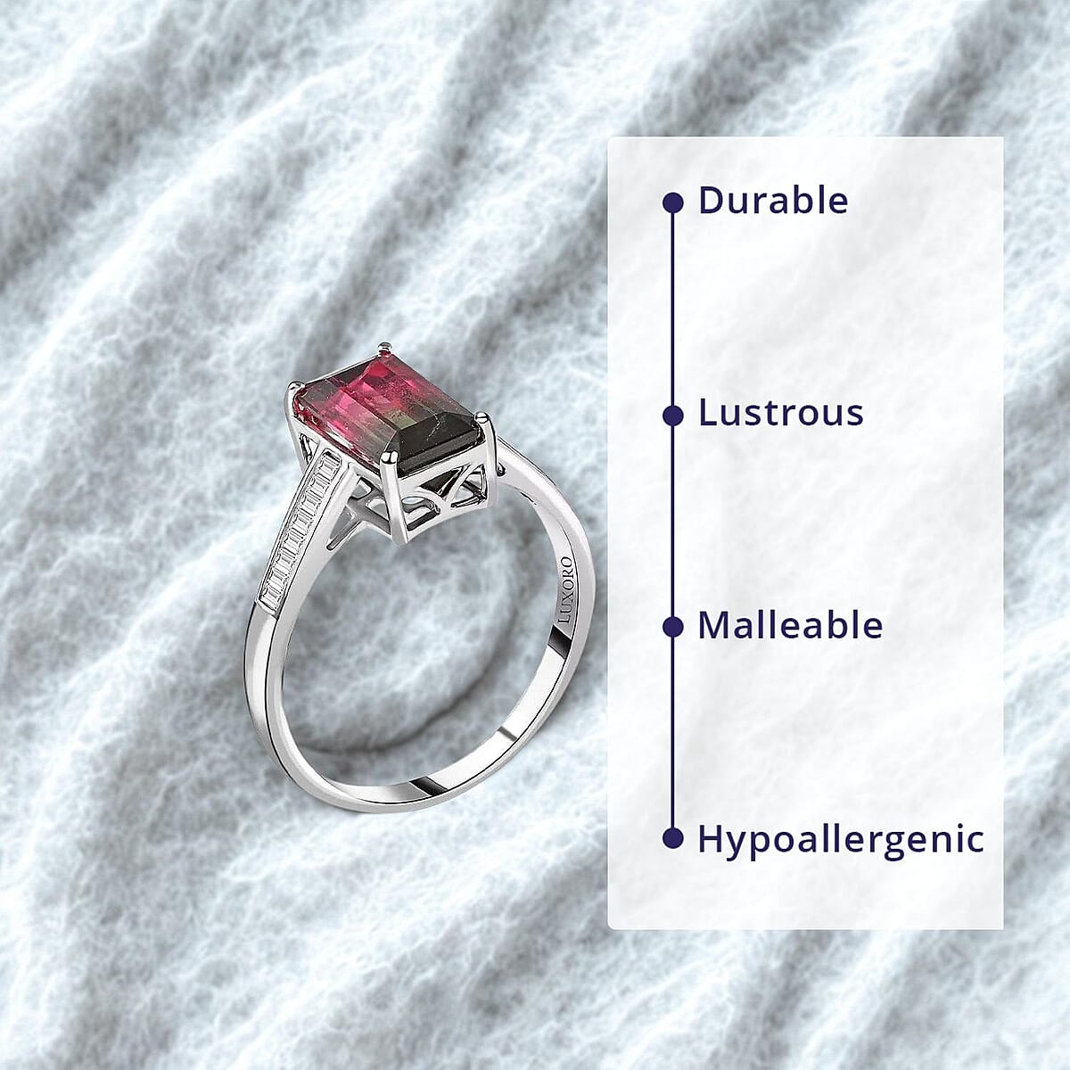 Certified & Appraised Luxoro 14K White Gold AAA Bi-Color Tourmaline and G-H I2 Diamond Ring (Size 9.0) 2.76 ctw image number 2