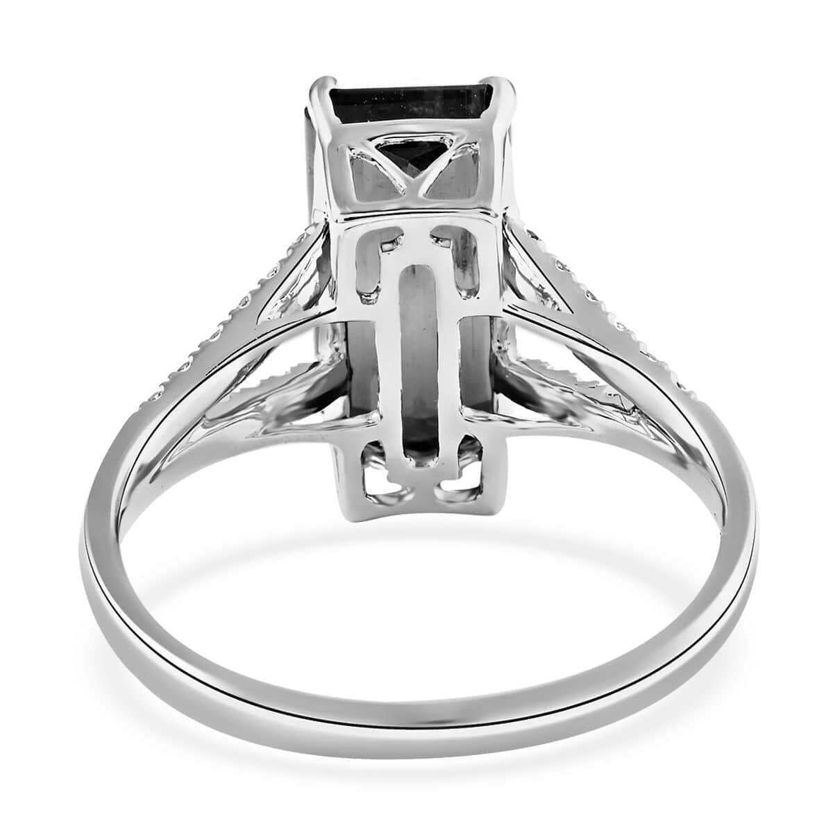 Certified & Appraised Luxoro 14K White Gold AAA Bi-Color Tourmaline and G-H I2 Diamond Split Shank Ring (Size 7.0) 3.85 ctw image number 4