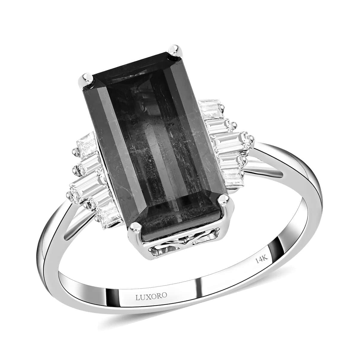 Certified Luxoro 14K White Gold AAA Bi-Color Tourmaline and G-H I2 Diamond Ring (Size 7.0) 5.95 ctw image number 0