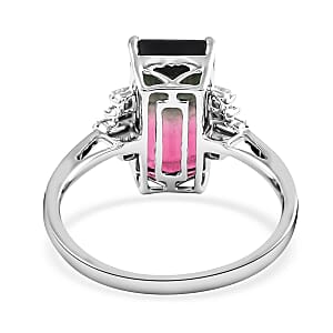 Certified Luxoro 14K White Gold AAA Bi-Color Tourmaline and G-H I2 Diamond Ring (Size 7.0) 5.95 ctw