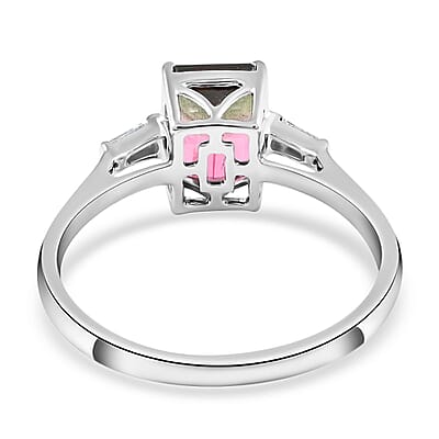 Certified Luxoro 14K White Gold AAA Bi-Color Tourmaline and G-H I2 Diamond Ring (Size 10.0) 1.59 ctw