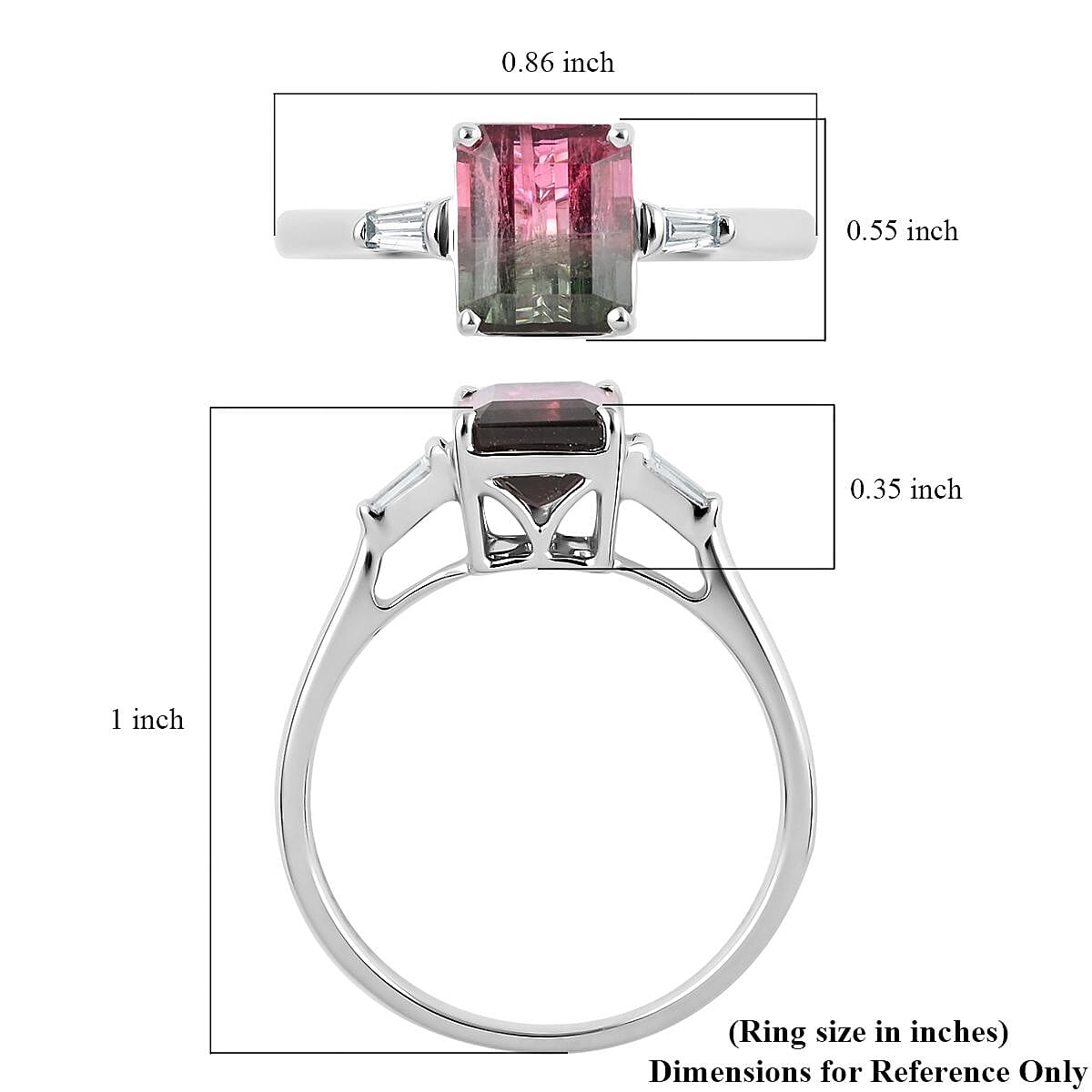 Certified Luxoro 14K White Gold AAA Bi-Color Tourmaline and G-H I2 Diamond Ring (Size 10.0) 1.59 ctw
