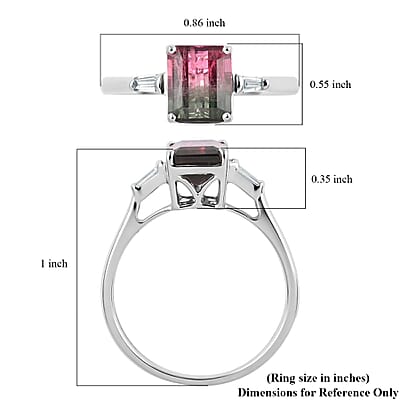 Certified Luxoro 14K White Gold AAA Bi-Color Tourmaline and G-H I2 Diamond Ring (Size 10.0) 1.59 ctw