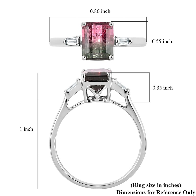 Certified Luxoro 14K White Gold AAA Bi-Color Tourmaline and G-H I2 Diamond Ring (Size 10.0) 1.59 ctw
