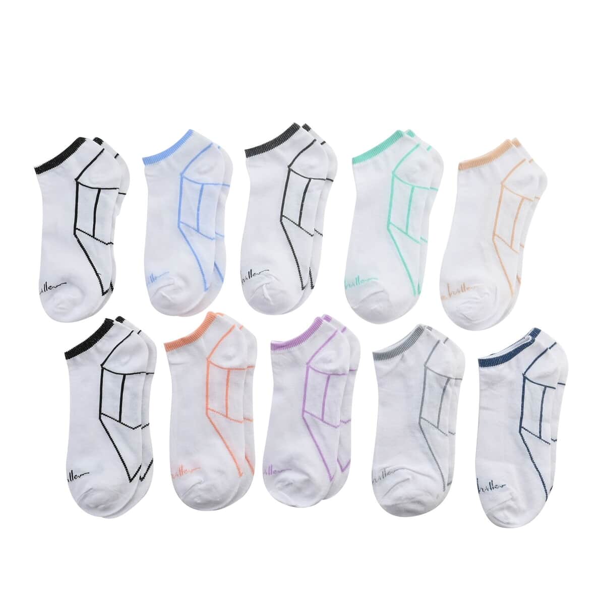 Nicole Miller 10 Pairs No Show Socks (Sizes 4-10) - White/Multi image number 0