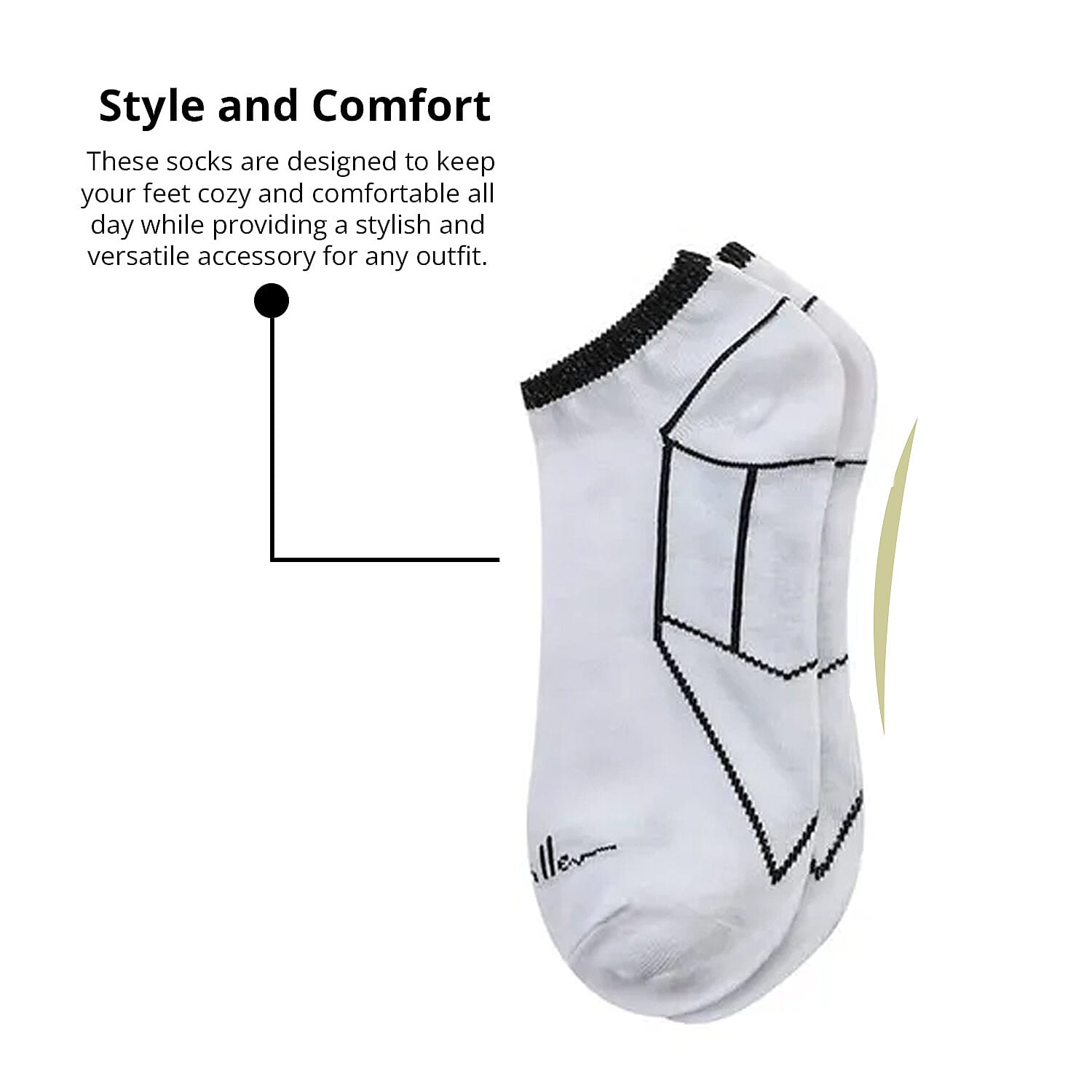 Nicole Miller 10 Pairs No Show Socks (Sizes 4-10) - White/Multi